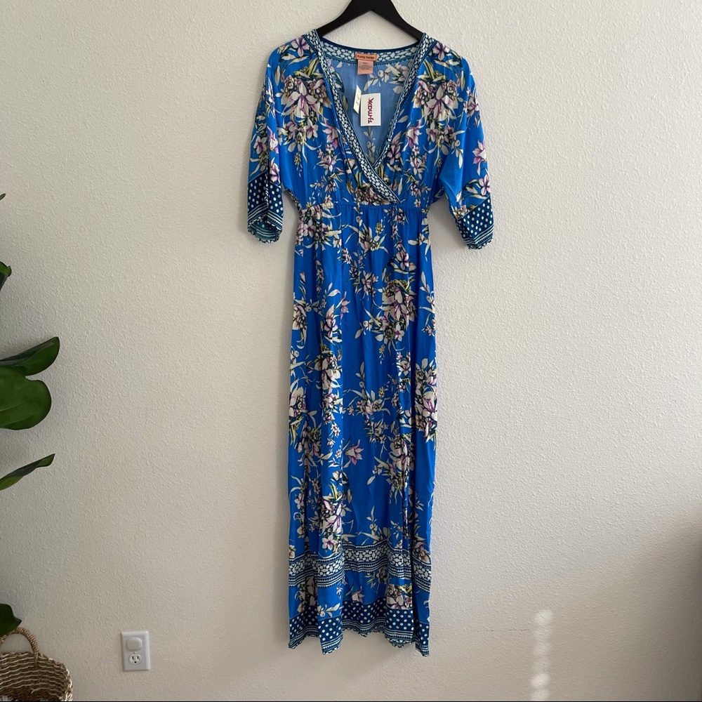 Flying Tomato Blue Floral Maxi Dress Sz S NWT